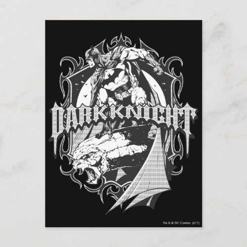 Batman Dark Knight  White Grey Outline Logo Postcard