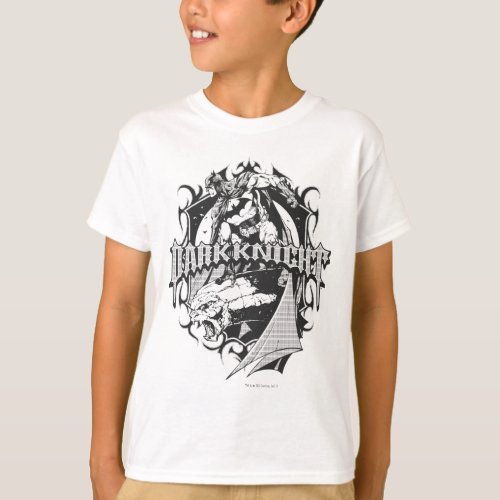 Batman Dark Knight  White Grey Outline Logo T_Shirt