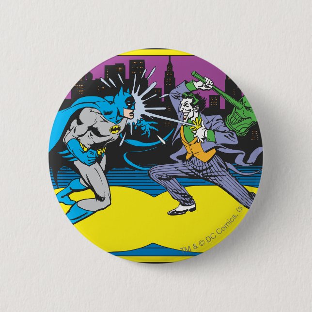 Batman Fights Joker Pinback Button (Front)