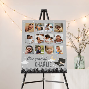Batman First Birthday - 12 Month Photo Collage Foam Board