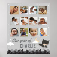 Batman First Birthday - 12 Month Photo Collage