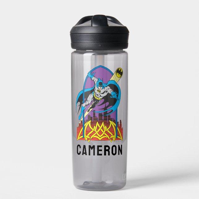 Batman Flies Thru the Night | Add Your Name Water Bottle (Front)