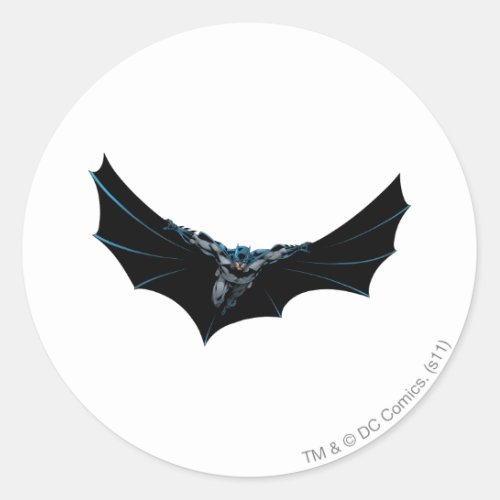 Batman flys with large cape classic round sticker