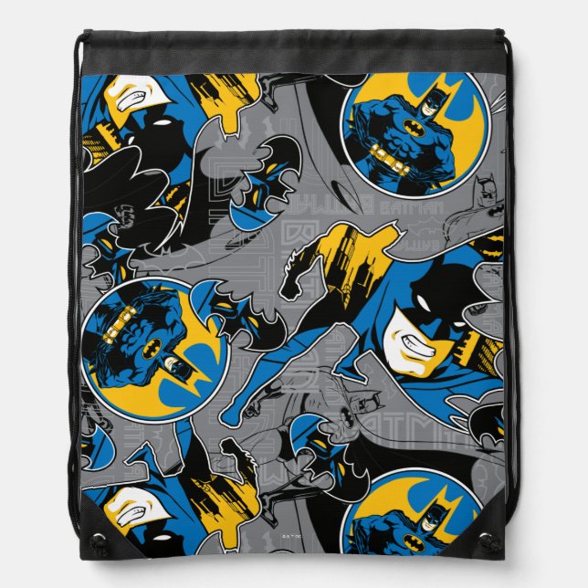 Batman Full Throttle Toss Pattern Drawstring Bag (Front)