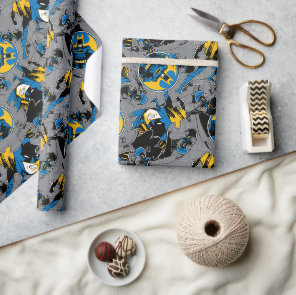 Batman Full Throttle Toss Pattern Wrapping Paper