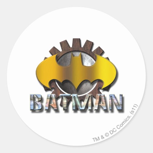 Batman  Gear Background Logo Classic Round Sticker