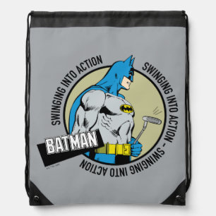 Batman Golfing - Swinging Into Action Drawstring Bag