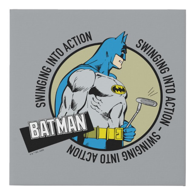 Batman Golfing - Swinging Into Action Faux Canvas Print (Front)
