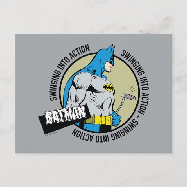 Batman Golfing - Swinging Into Action Postcard (Front)