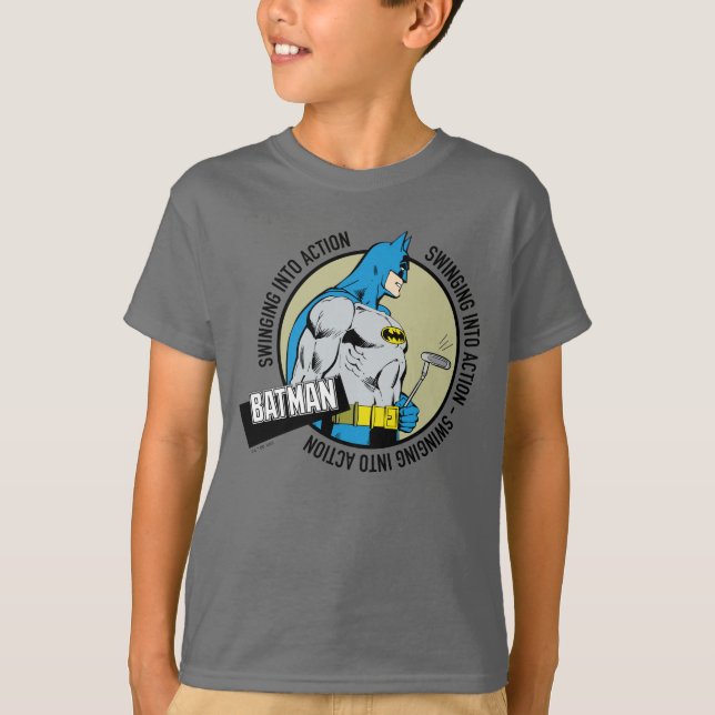 Batman Golfing - Swinging Into Action T-Shirt (Front)