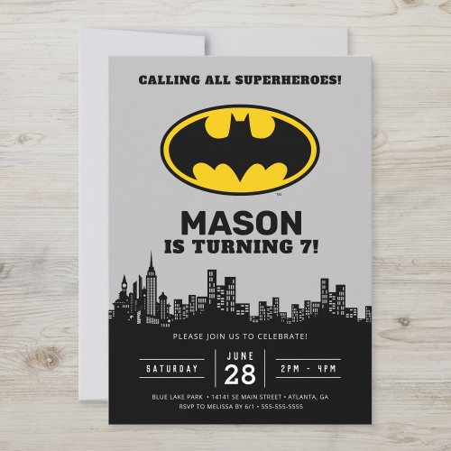 Batman _ Gotham City  Birthday  Invitation
