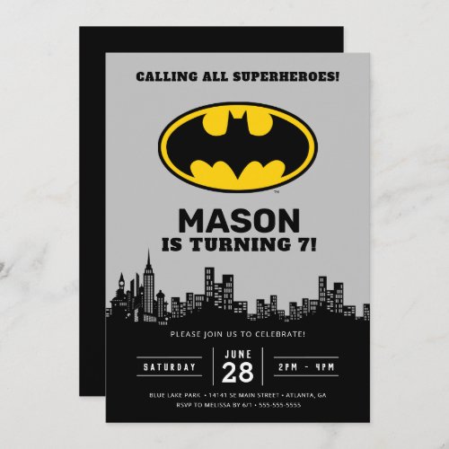 Batman _ Gotham City  Birthday  Invitation
