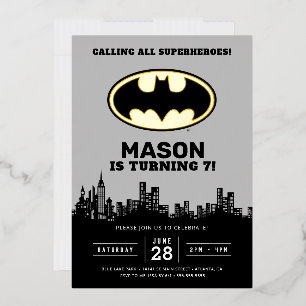 Batman - Gotham City   Birthday  Invitation Foil Invitation