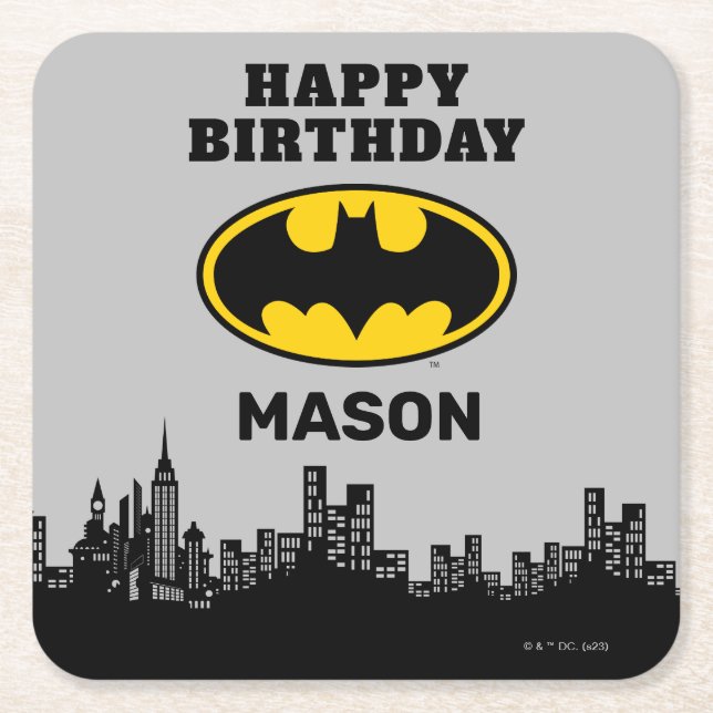 Batman - Gotham City | Birthday  Square Paper Coaster (Front)
