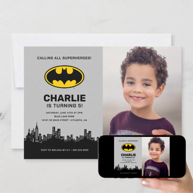 Batman - Gotham City | Boys Birthday - Photo Invitation (Downloadable)