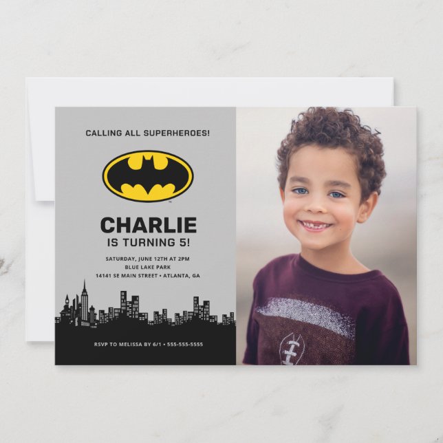 Batman - Gotham City | Boys Birthday - Photo Invitation (Front)