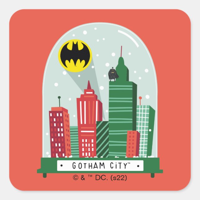 Batman Gotham City™ Snow Globe Graphic Square Sticker (Front)
