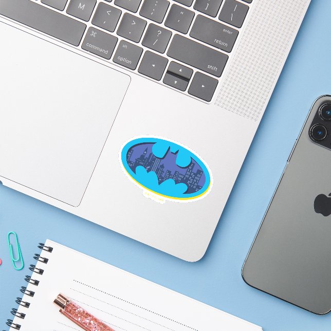 Batman | Gotham City Symbol Sticker (Laptop w/ iPhone)