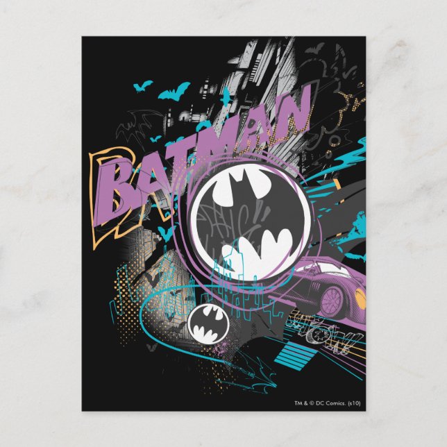 Batman Gotham Skyline Sketch Postcard (Front)