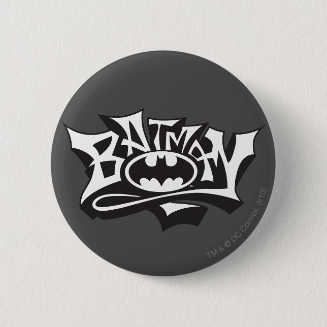 Batman | Graffiti Name Logo Button (Front)