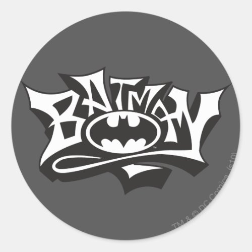 Batman  Graffiti Name Logo Classic Round Sticker