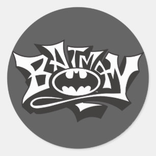 Batman Graffiti Name Logo Classic Round Sticker
