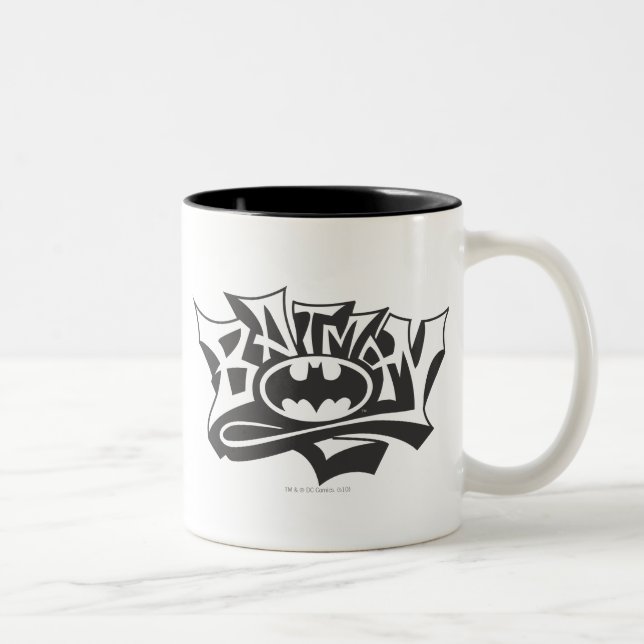 Batman | Graffiti Name Logo Two-Tone Coffee Mug (Right)