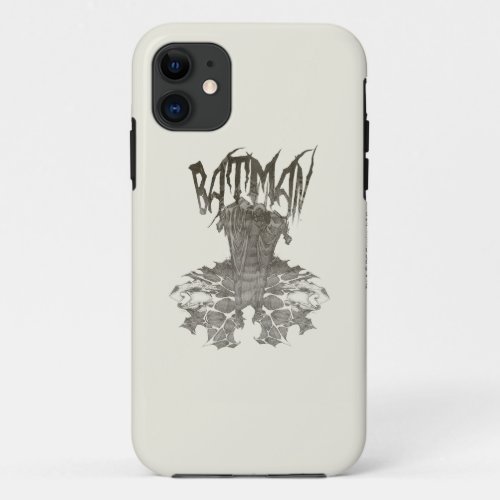 Batman  Graphic Novel Pencil Sketch Beige Logo iPhone 11 Case