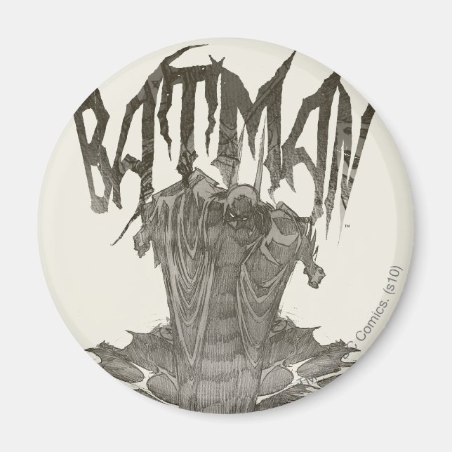 Batman | Graphic Novel Pencil Sketch Beige Logo Magnet (Front)