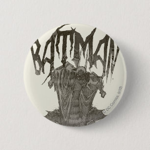 Batman Graphic Novel Pencil Sketch Beige Logo Pinback Button