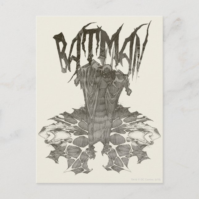 Batman | Graphic Novel Pencil Sketch Beige Logo Postcard (Front)