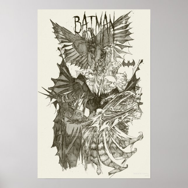 Batman Graphic Novel Pencil Sketch Poster (Front)