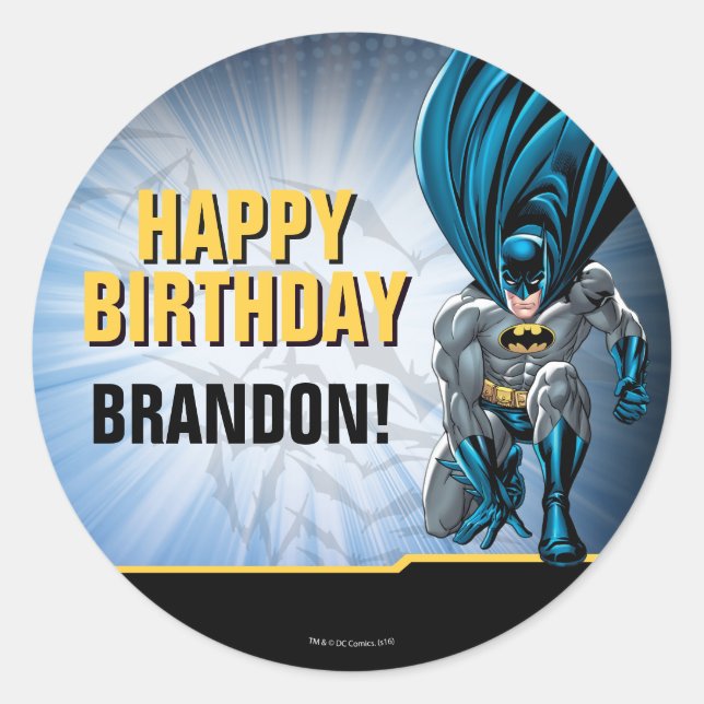 Batman | Happy Birthday Classic Round Sticker (Front)