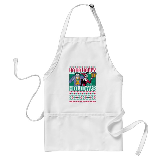Batman | Happy Holidays Joker & Harley Quinn Adult Apron (Front)