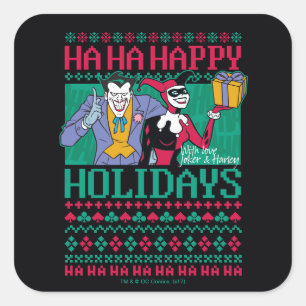 Batman Happy Holidays Joker & Harley Quinn Square Sticker