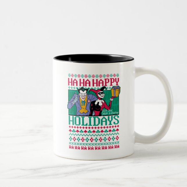 Batman | Happy Holidays Joker & Harley Quinn Two-Tone Coffee Mug (Right)