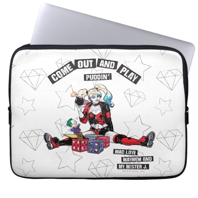 Batman | Harley Quinn "Come Out And Play Puddin'" Laptop Sleeve (Front)