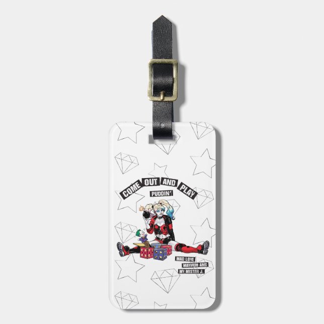 Batman | Harley Quinn "Come Out And Play Puddin'" Luggage Tag (Front Vertical)