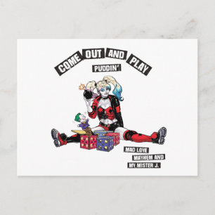 Batman   Harley Quinn "Come Out And Play Puddin'" Postcard