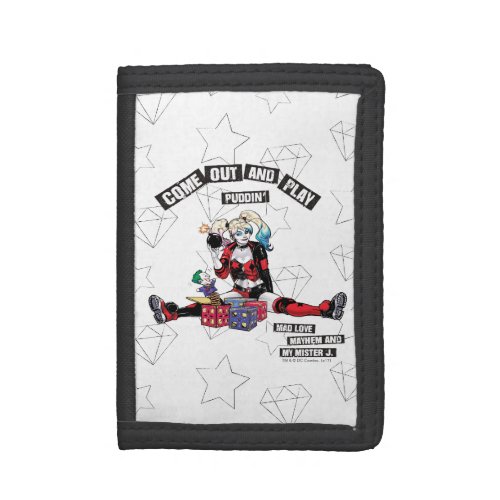 Batman  Harley Quinn Come Out And Play Puddin Tri_fold Wallet