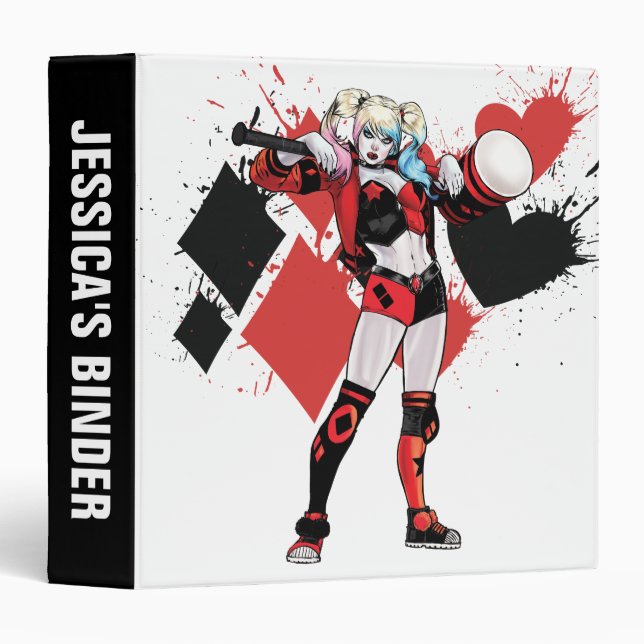 Batman | Harley Quinn Hearts & Diamonds Splatter 3 Ring Binder (Front/Spine)