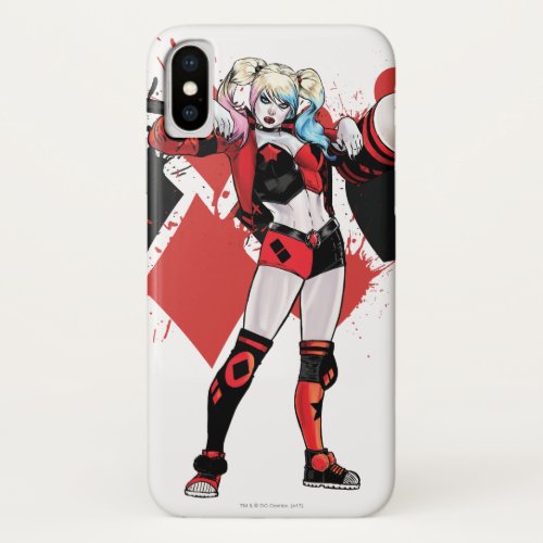 Batman  Harley Quinn Hearts  Diamonds Splatter iPhone X Case