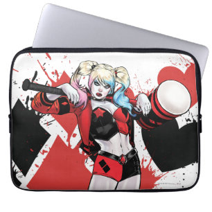Batman   Harley Quinn Hearts & Diamonds Splatter Laptop Sleeve