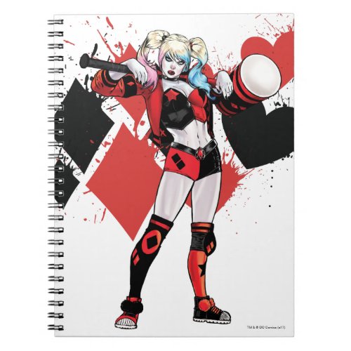 Batman  Harley Quinn Hearts  Diamonds Splatter Notebook