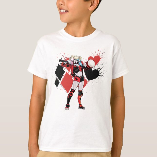 Batman | Harley Quinn Hearts & Diamonds Splatter T-Shirt (Front)