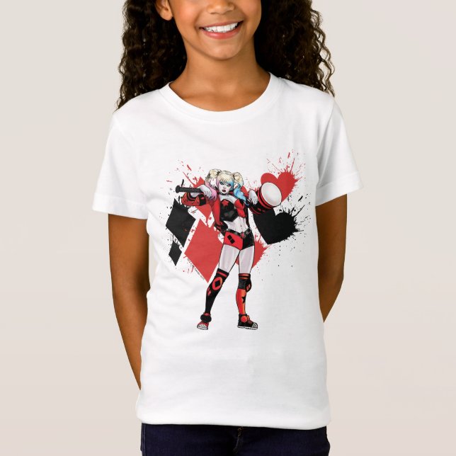 Batman | Harley Quinn Hearts & Diamonds Splatter T-Shirt (Front)