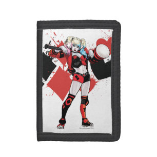 Batman Harley Quinn Hearts & Diamonds Splatter Tri-fold Wallet