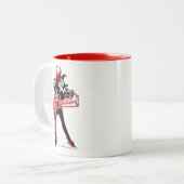 Batman | Harley Quinn "Hi Puddin'" Ink Art Two-Tone Coffee Mug (Front Left)