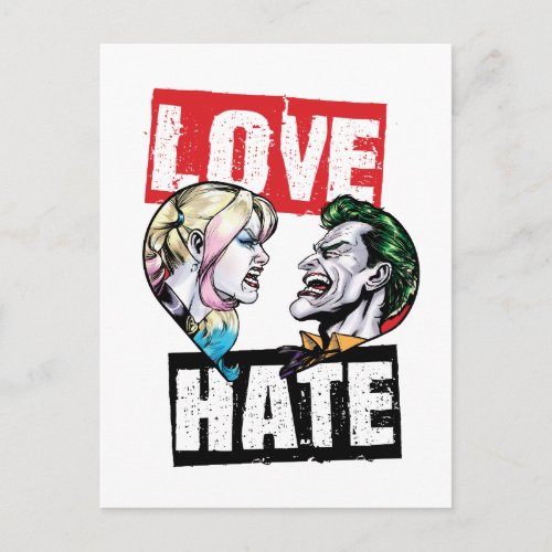 Batman  Harley Quinn  Joker LoveHate Postcard