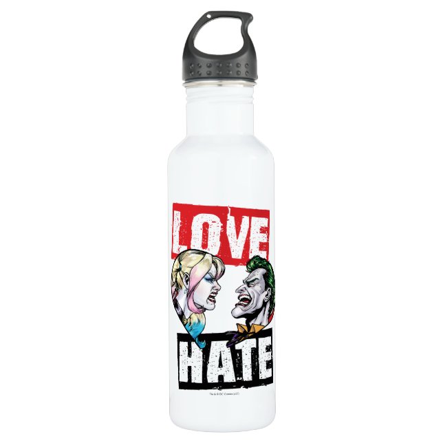 Batman | Harley Quinn & Joker Love/Hate Water Bottle (Front)